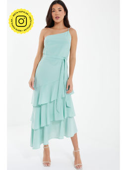 Quiz Clothing - Mint Midi Dress With One Shoulder Detail (Set of 2)
