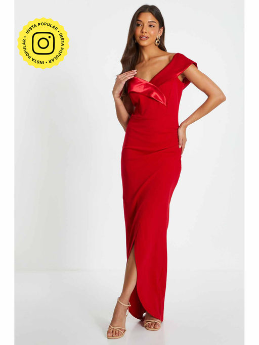 quiz maxi dress Quiz Sequin Fishtail Maxi Dress - Red