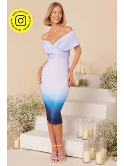 Quiz Clothing - Blue Ombre Ruched Midi Dress