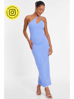 Quiz Clothing - Blue Scuba Crepe One Shoulder Dress