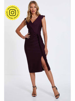Quiz Clothing - Purple Jacquard Midi Dress