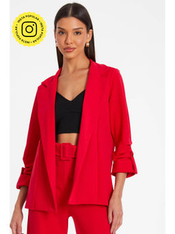 Quiz Clothing - Crepe Ruched Button Sleeve Blazer