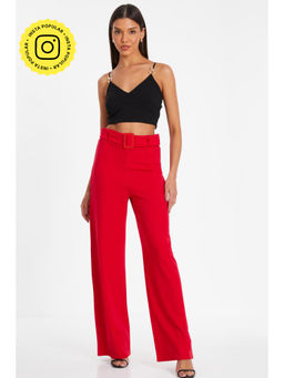 Quiz Clothing - Scuba Crepe High Waist Belted Palazzo Trouser
