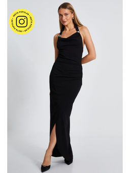 Quiz Clothing - Black Sleeveless Halter Neck Bodycon Maxi Dress