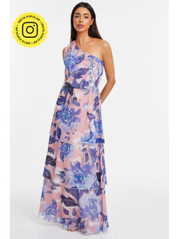 Quiz Clothing - Multicolor One Shoulder Sleeveless Layered Maxi Dress