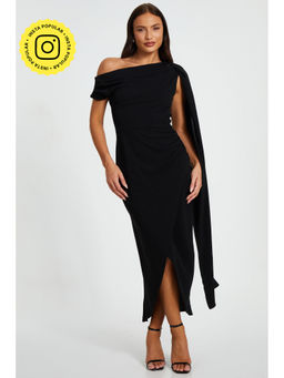 Quiz Clothing - Black Off-Shoulder Tulip Hemline Bodycon Maxi Dress