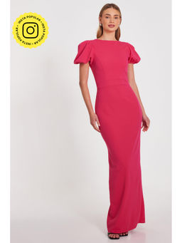 Quiz Clothing - Pink Puff Sleeveless Round Neck Bodycon Maxi Dress