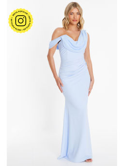 Quiz Clothing - Light Blue Cowl Neck Sleeveless Fit And Flared Maxi Dress