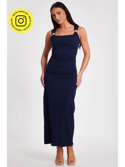 Quiz Clothing - Navy Blue Round Neck Sleeveless Bodycon Maxi Dress