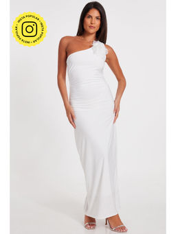 Quiz Clothing - White One Shoulder Sleeveless Bodycon Maxi Dress