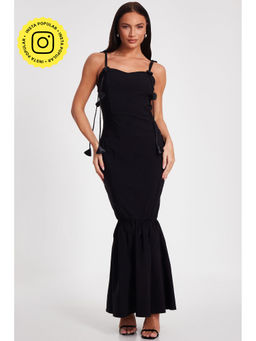 Quiz Clothing - Black Sweetheart Neck Sleeveless Peplum Maxi Dress
