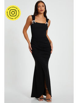 Quiz Clothing - Women Black Polyester Solid Dress