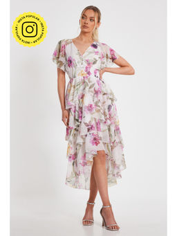 Quiz Clothing - Women White Polyester Floral Dress
