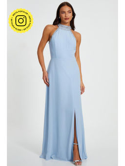 Quiz Clothing - Women Blue Polyester Embellished Dress