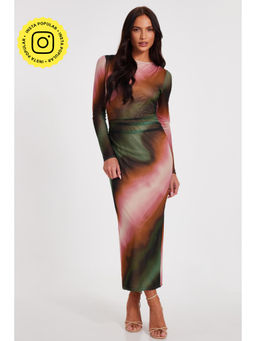 Quiz Clothing - Women Multi-Color Polyester Tie & Dye Dress