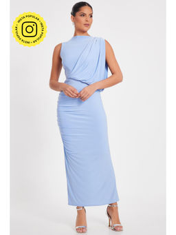 Quiz Clothing - Women Blue Polyester Solid Dress
