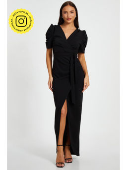 Quiz Clothing - Women Black Polyester Solid Dress