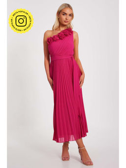Quiz Clothing - Magenta Women A-Line Dress With Belt
