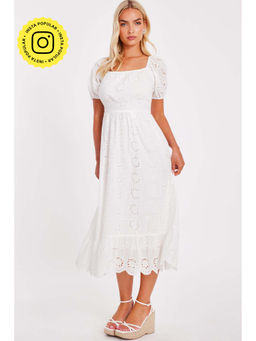 Quiz Clothing - White Women Fit And Flare Dress