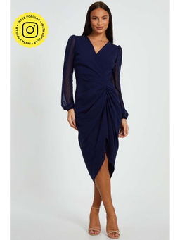Quiz Clothing - Navy Blue Women Wrap Bodycon Dress