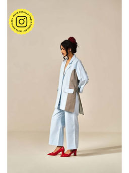 SPACE - Riri Two Piece Blue Color Blocked Co-Ord Set
