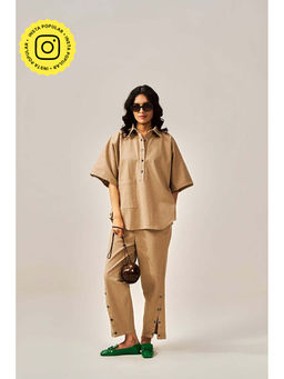 SPACE - Dolla Two Piece Brown Mid Length Top And Elastic Pant