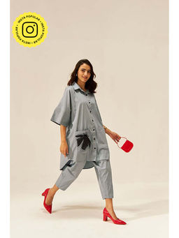 SPACE - Two Piece Grey Tunic Style Shirt And Elasticated Pant