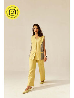 SPACE - Nun-Kun Two Piece Yellow Color Blocked Co-Ord Set