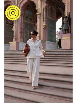 SPACE - Oversized Kala Cotton Dhoop Beige Shirt & Pant