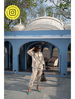 SPACE - Giza Beige Co-Ord Set Made With Cotton Shirt And Pant