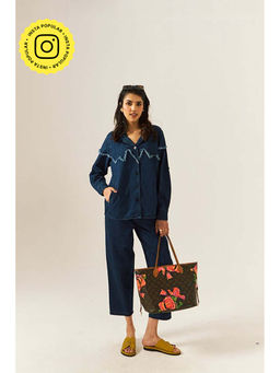 SPACE - Tru Unisex Blue Shirt And Straight Fit Pant