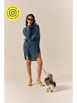 SPACE - Coconutty Blue Mini Shirt Dress
