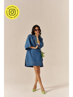 SPACE - Pinacolada Blue Knee length Shirt Dress