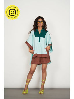 SPACE - Haya Aqua Mini Kaftan Multicolor Shirt With Shorts