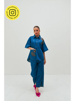 SPACE - Dolla Flora Blue Shirt With Pant