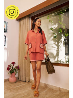 SPACE - Dusk Peach Shirt With Shorts