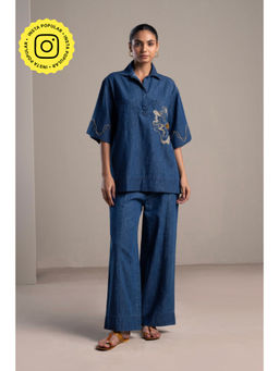 SPACE - Gelato Flora Blue Shirt With Pant