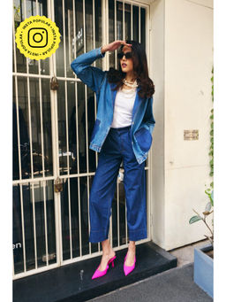 SPACE - Lana Denim Blue Shacket With Pants