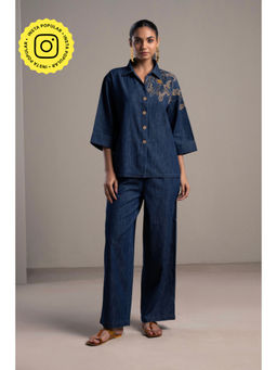 SPACE - Nappa Bloom Blue Shirt With Pant