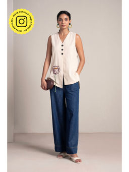 SPACE - Open Stem White Shirt With Pant