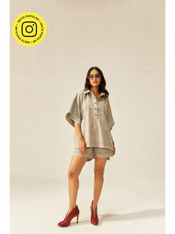 SPACE - Pearl Mini Kaftan Grey Top And Shorts