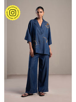 SPACE - Yous Fleur Blue Top And Pant