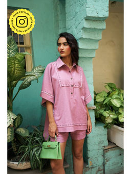 SPACE - Lychee Mini Kaftan Pink Shirt With Shorts