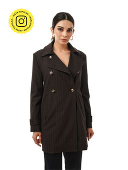 Style Island - SIPL1247 Brown Umber Italian Wool Snug Coat for Women