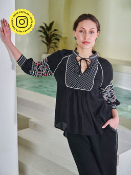 Style Island - Women's Cotton Nova Black Co-ord Top