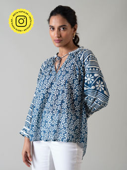 Style Island - Women's Red Viscose Rayon Ayla Printed Top