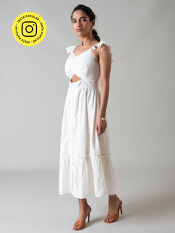 Style Island - Womens Cotton A-line Chloe White Maxi Dress