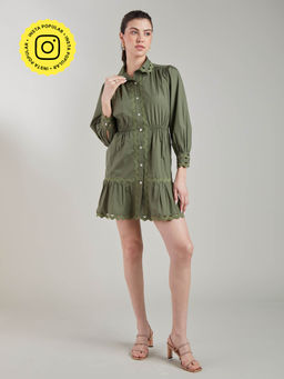 Style Island - Khaki Wave Poplin Dress