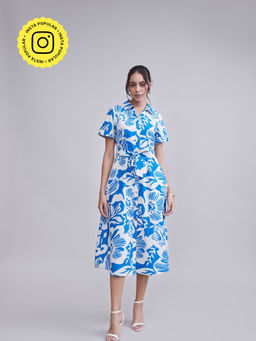 Style Island - Madeline Bloom Dress with Attached Tie Belt At Waist