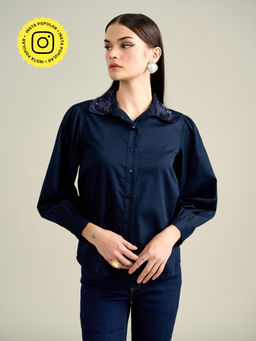 Style Island - Erin Blue Shirt for Women